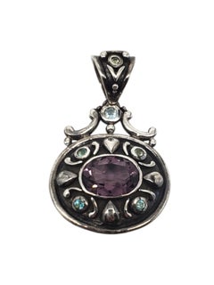 Sterling Silver Faceted Purple and Blue Gemstone Pendant #20900