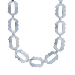 Sterling Silver Fancy Crinkle Link Chain Necklace 18 3/4" - 925 Mexico