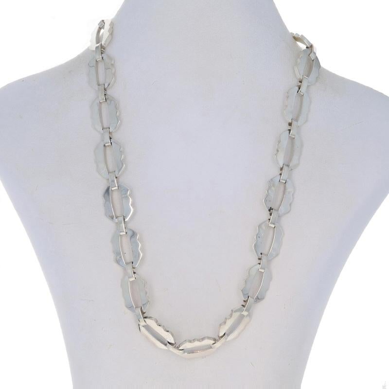 Sterling Silver Fancy Crinkle Link Chain Necklace 18 3/4