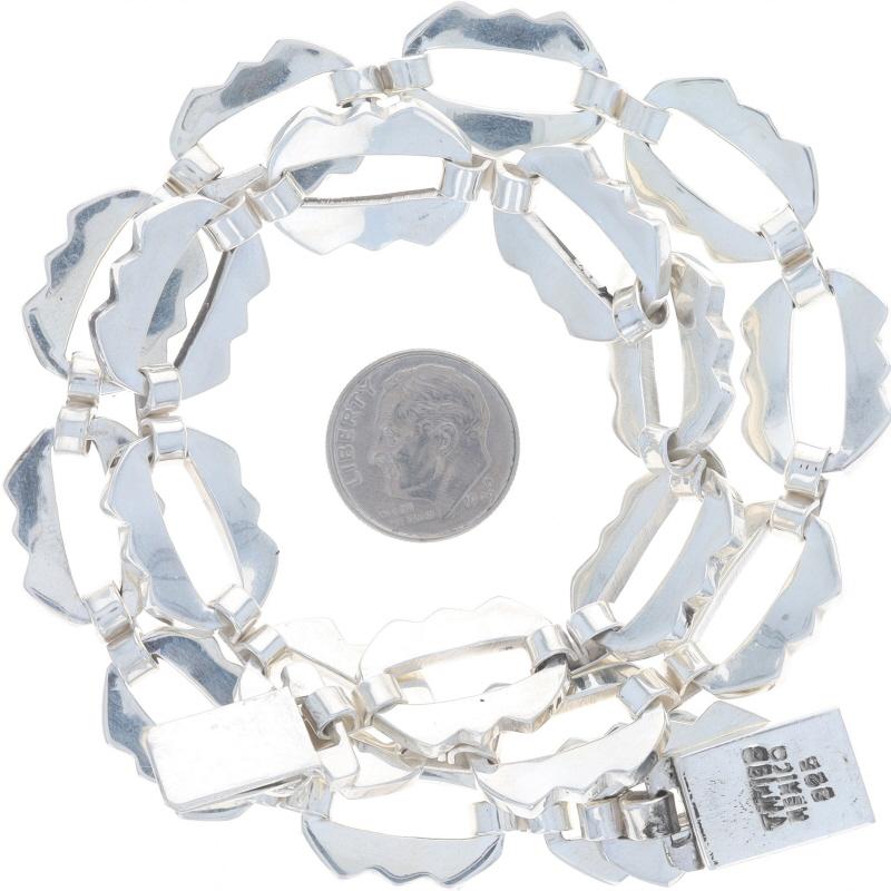 Sterling Silver Fancy Crinkle Link Chain Necklace 18 3/4