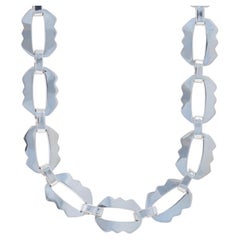 Sterling Silver Fancy Crinkle Link Chain Necklace 18 3/4" - 925 Mexico
