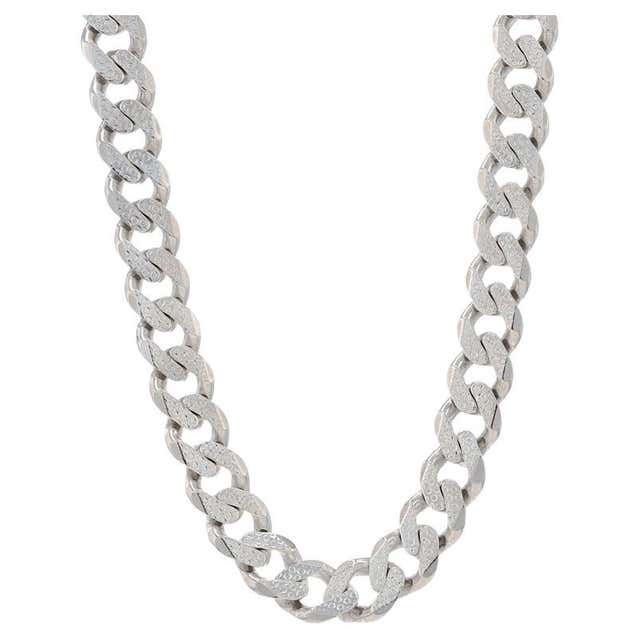 Sterling Silver Diamond Cut Double Curb Chain Necklace 17 3/4" -925 ...