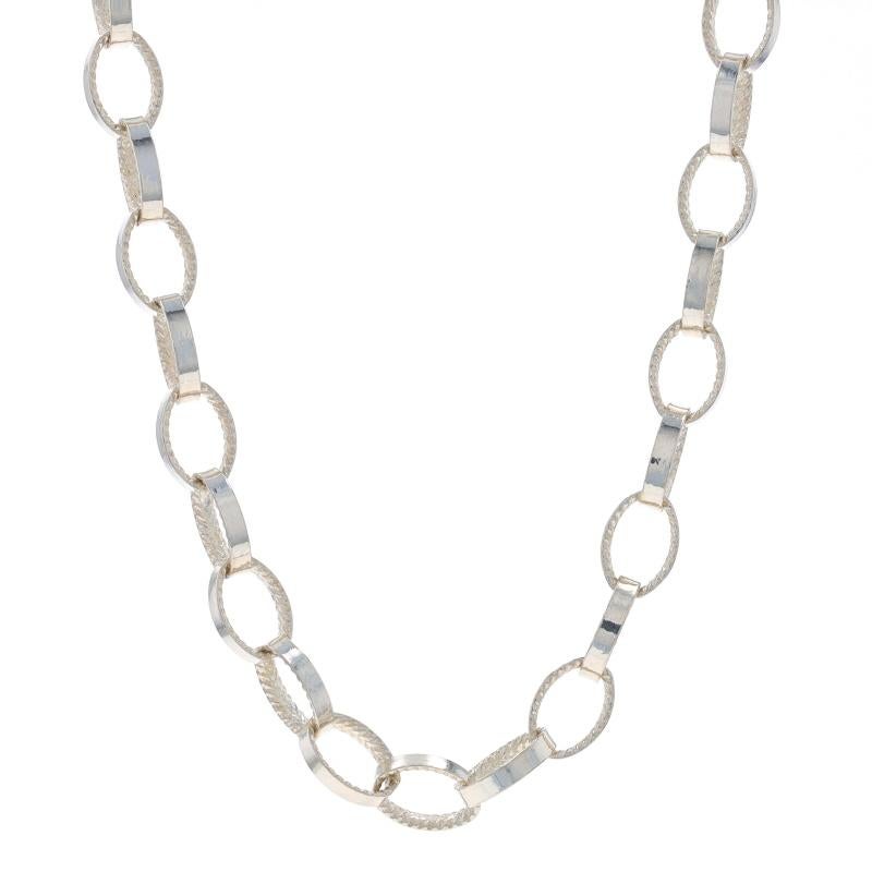 Metal Content: Sterling Silver

Chain Style: Fancy Link
Necklace Style: Chain
Fastening Type: Lobster Claw Clasp

Measurements
Length: 17 3/4