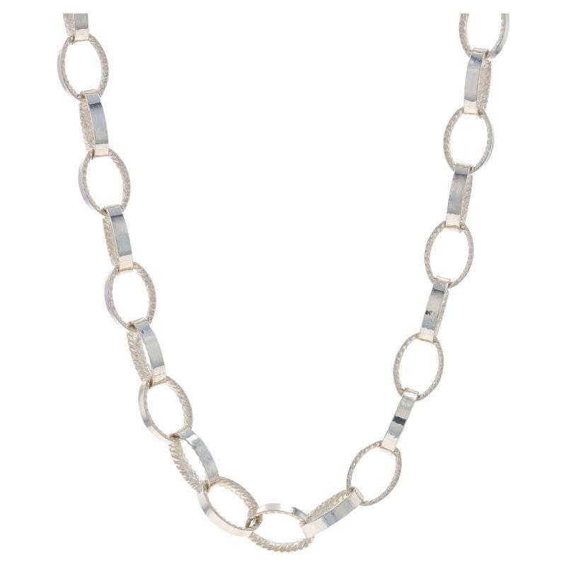 Sterling Silver Fancy Link Chain Necklace 17 3/4" - 925 Italy For Sale