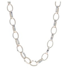 Sterling Silver Fancy Link Chain Necklace 17 3/4" - 925 Italy