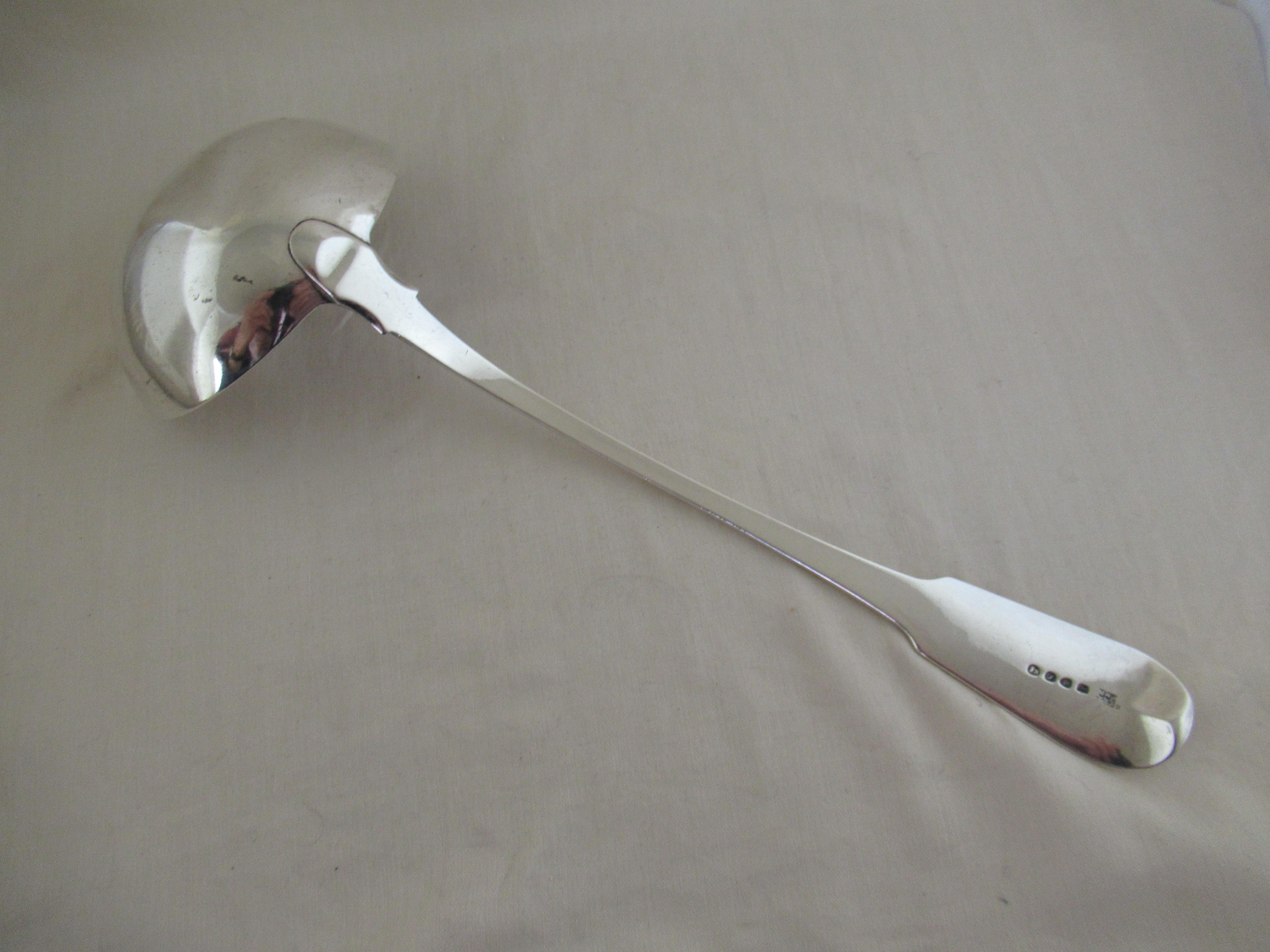 Hand-Crafted Sterling Silver, Fiddle Pattern, Soup or Punch Ladle, Hallmarked, London 1813