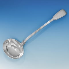 Victorian Fiddle Thread & Shell Sterling Silver Soup Ladle by George Adams 1879