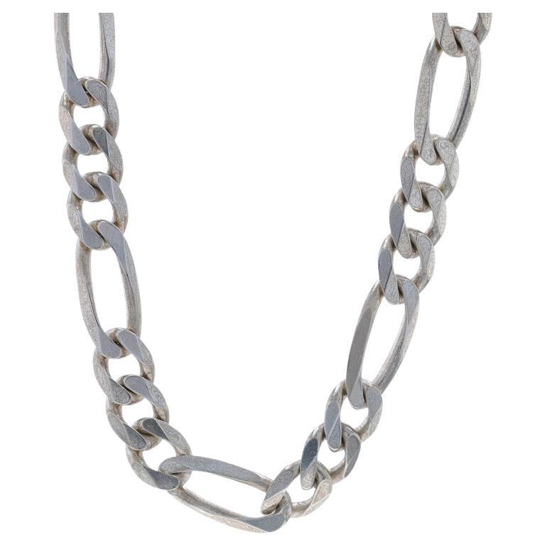 Collana da uomo in argento sterling con catena Figaro da 20" - 925 Italy