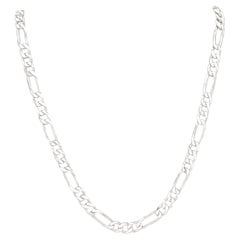 Sterling Silver Figaro Chain Men's Necklace 27 3/4" - 925 Italy
