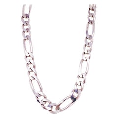 Sterling Silver Figaro Chain Necklace, Large Chain Necklaces