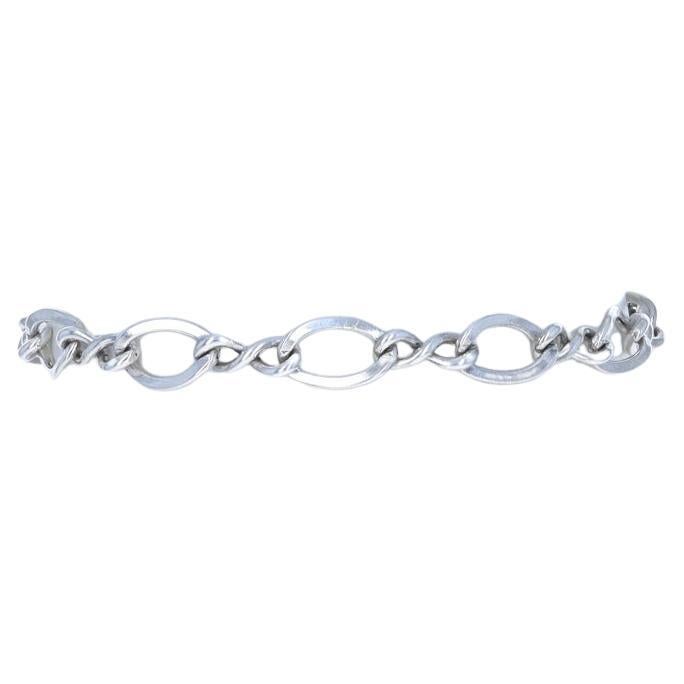 Sterling Silver Figure 8 Chain Bracelet 7 1/4" - 925 For Sale