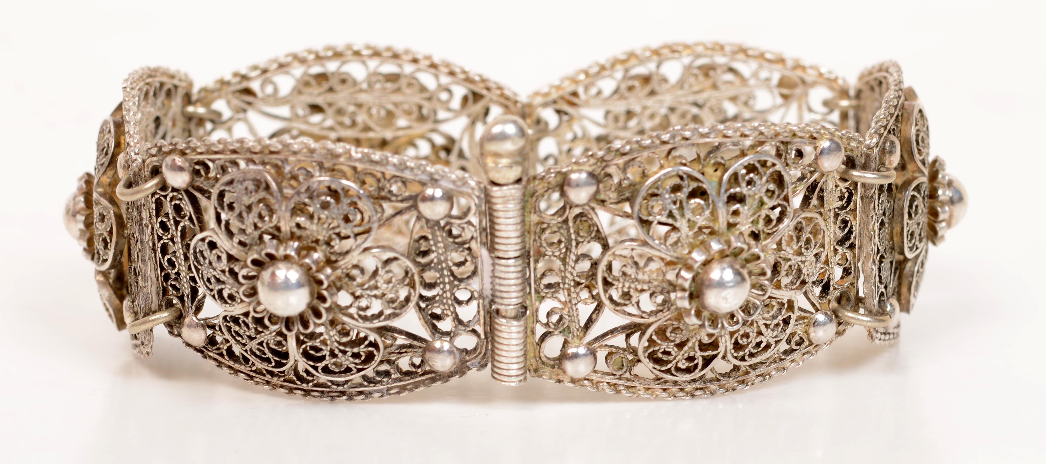 Filigranes Armband aus Sterlingsilber, um 1940 Damen