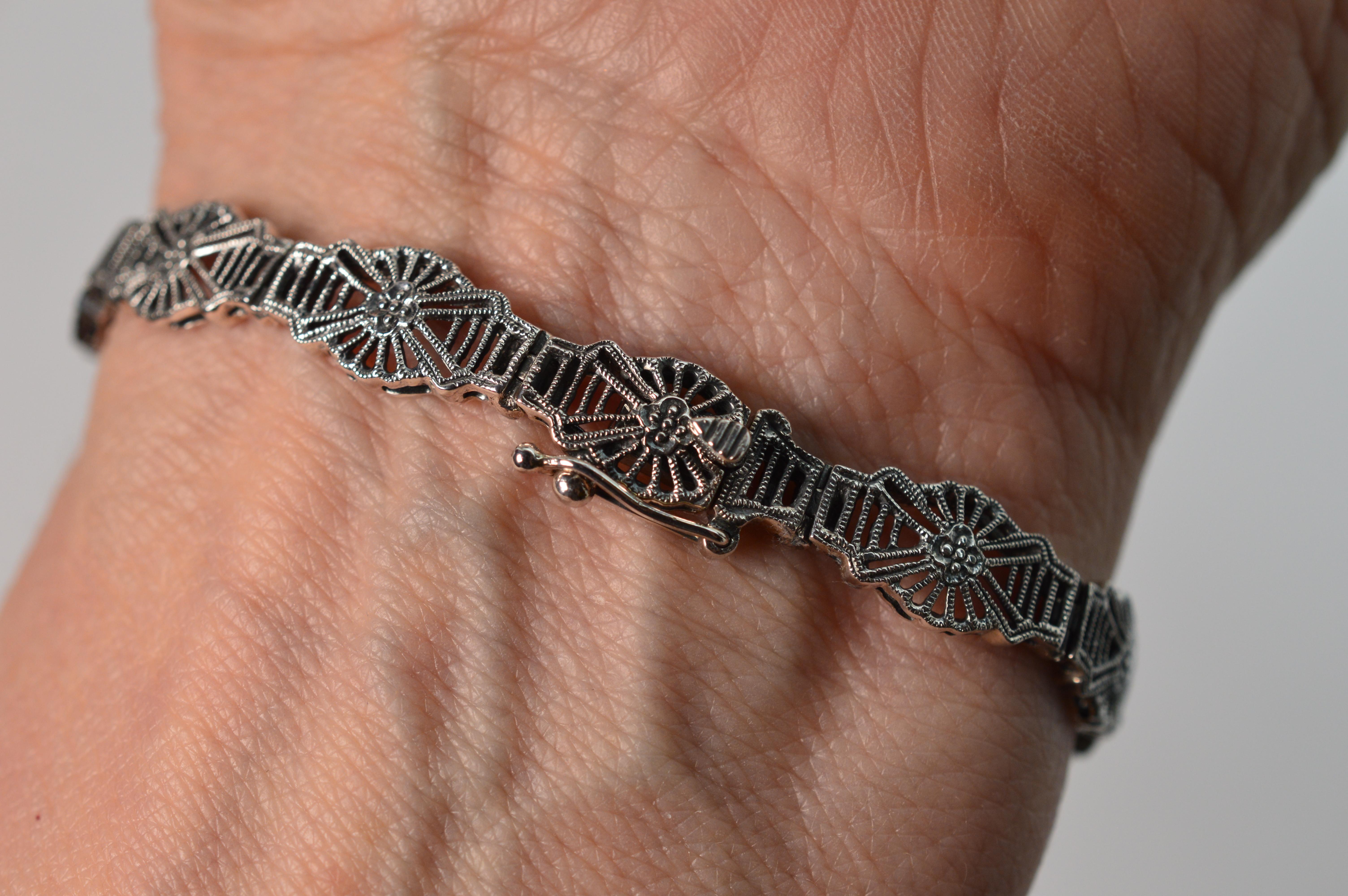 vintage silver filigree bracelet