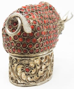 Sterling Silver Filigree Bull Pillbox