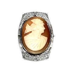 Vintage Sterling Silver Filigree Cameo Pin