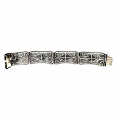 Sterling Silver Filigree Hinged Panel Link Bracelet