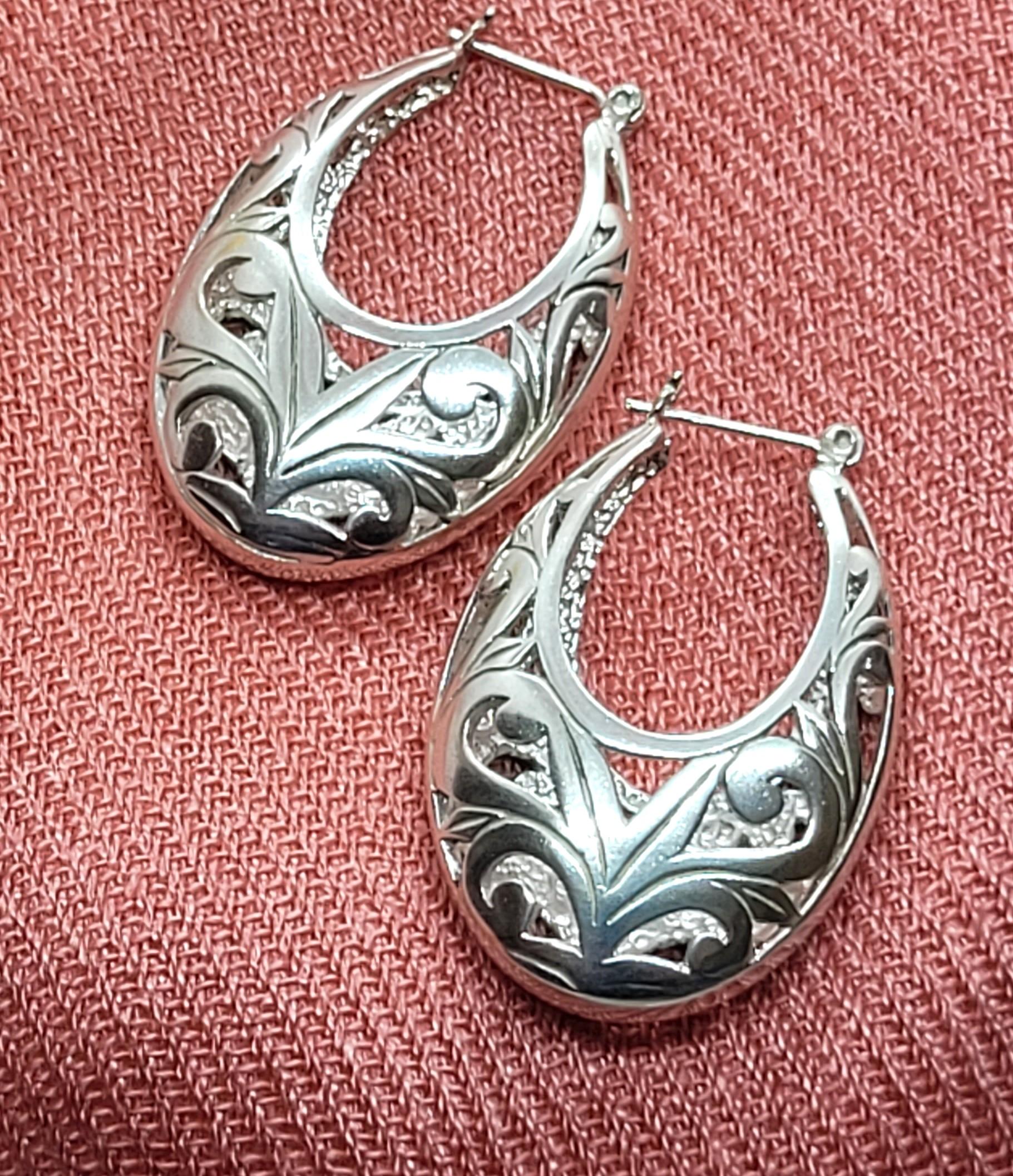 filigree hoop earrings silver