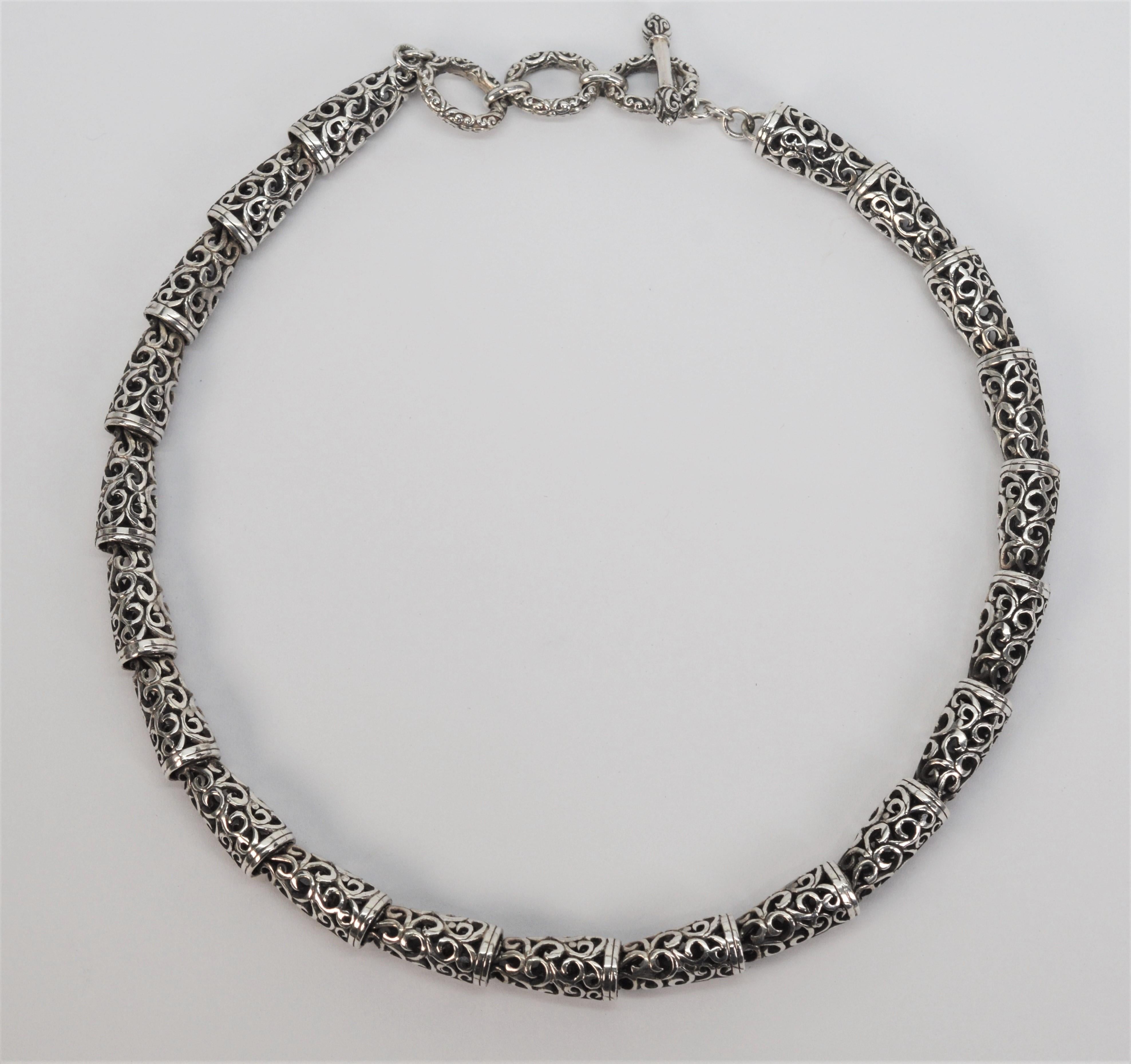 Sterling Silber Filigrane Link Halsband Halskette im Angebot 1