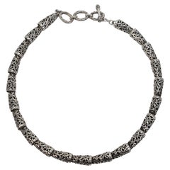 Antique Sterling Silver Filigree Link Collar Necklace