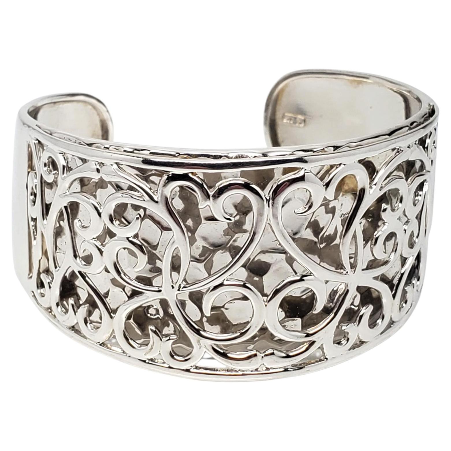 Sterling Silver Filigree Openwork Scroll Cuff Bracelet #24674