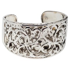 Sterling Silver Filigree Openwork Scroll Cuff Bracelet #24674