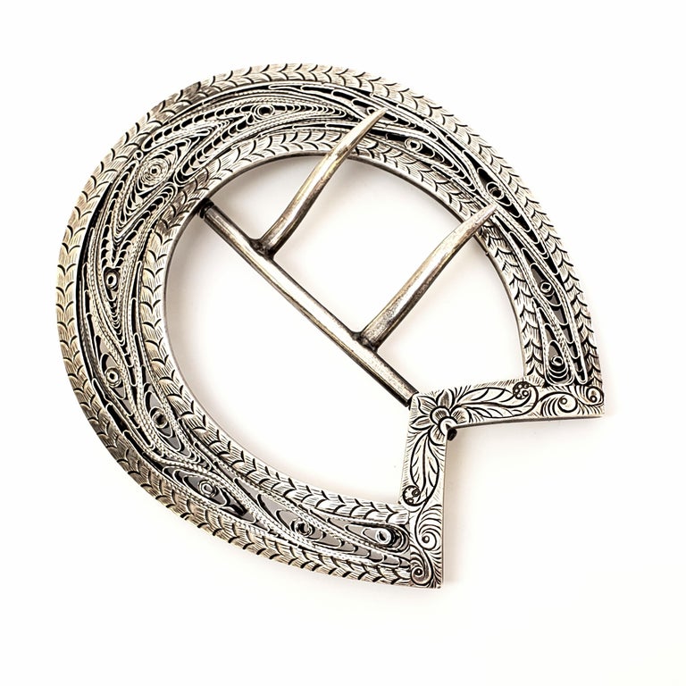 Sterling Silver Filigree Sash Buckle at 1stDibs
