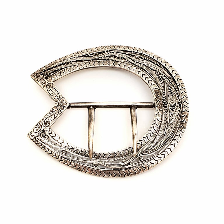 Sterling Silver Filigree Sash Buckle at 1stDibs