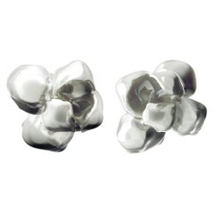 Sterling Silver Film Award Iris Blossom Contemporary Stud Earrings