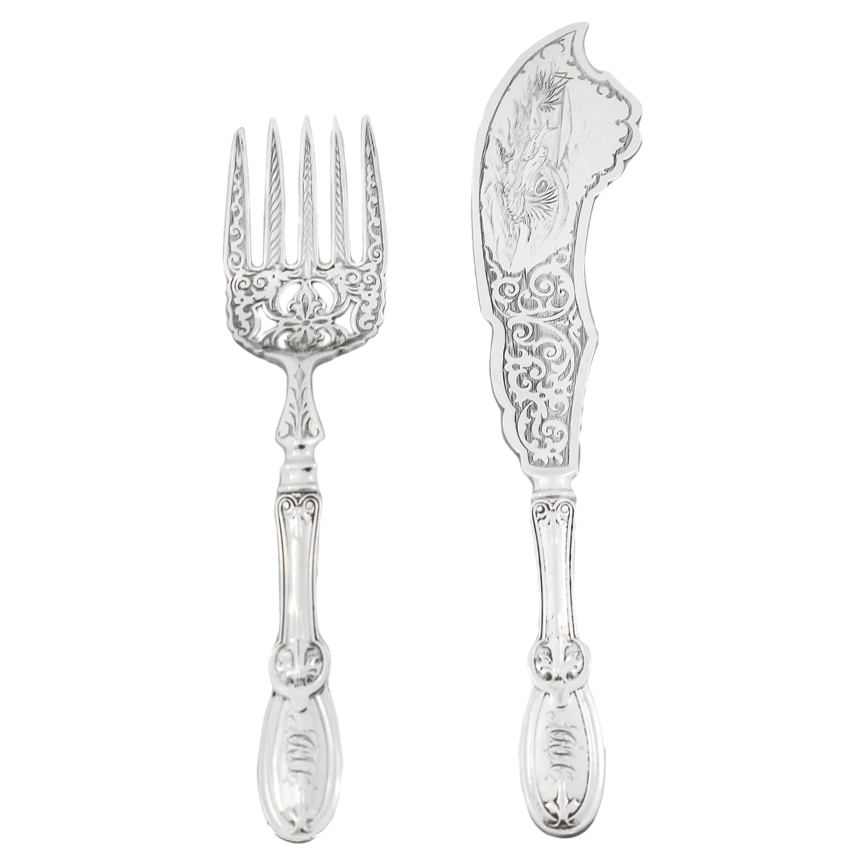 Sterlingsilber-Fisch-Set im Angebot