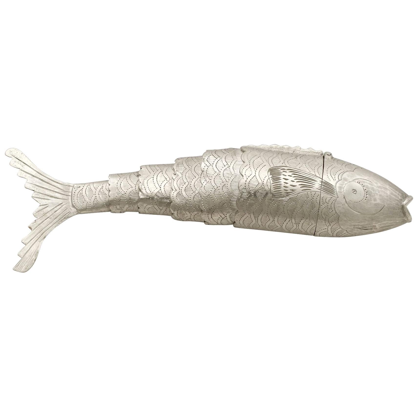 Sterling Silver Fish Vinaigrette, Antique Georgian, 1817