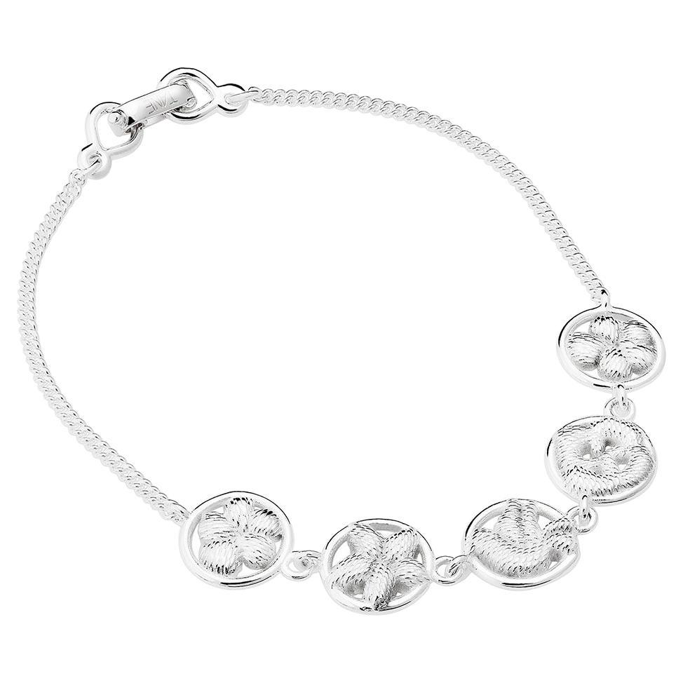 Sterling Silver Five Medals Bracelet  For Sale