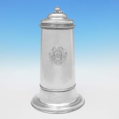 Large George II Antique Sterling Silver Flagon, London 1730, Thomas Tearle