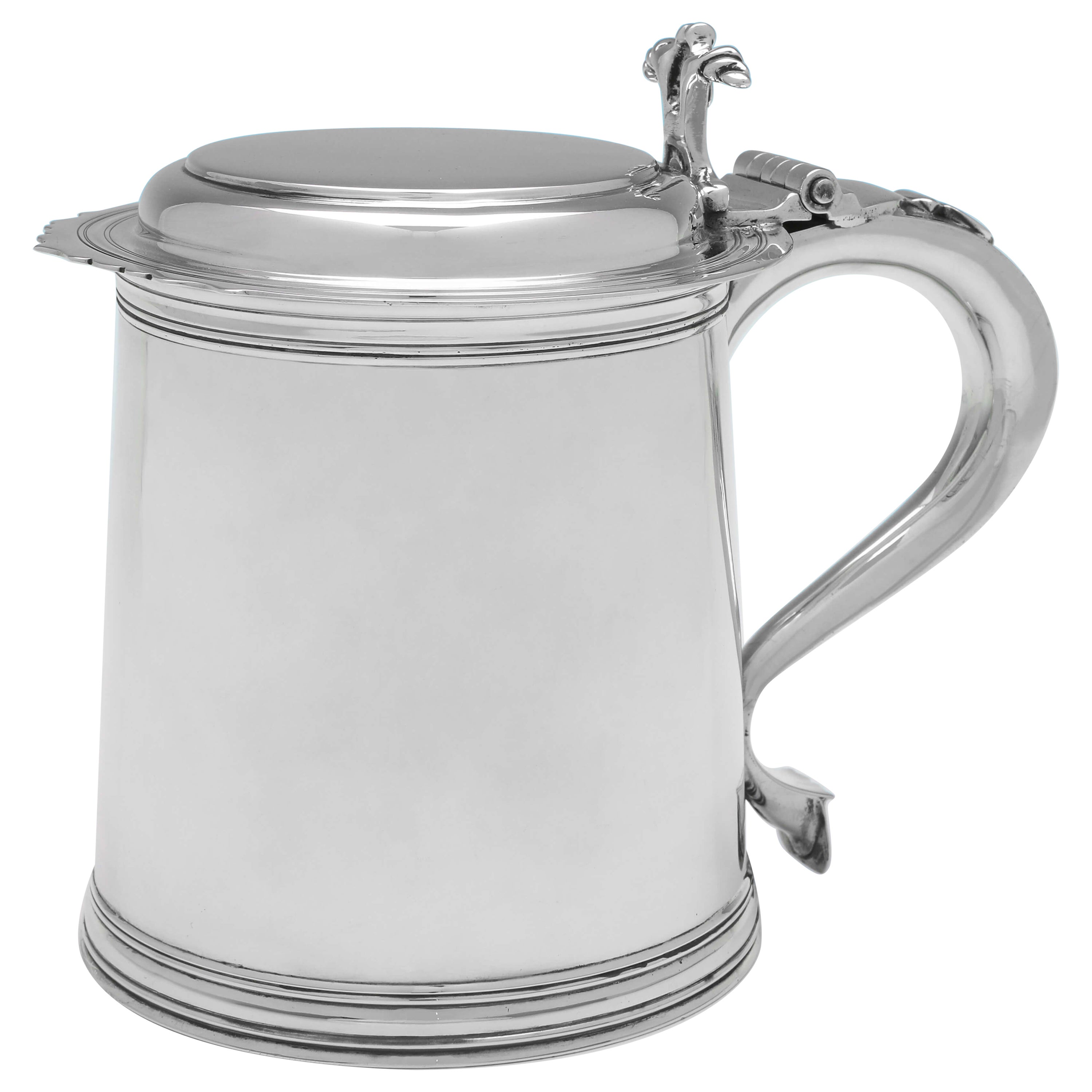 Tankard aus Sterlingsilber mit flacher Platte, London 1931, Goldsmiths & Silversmiths Co.