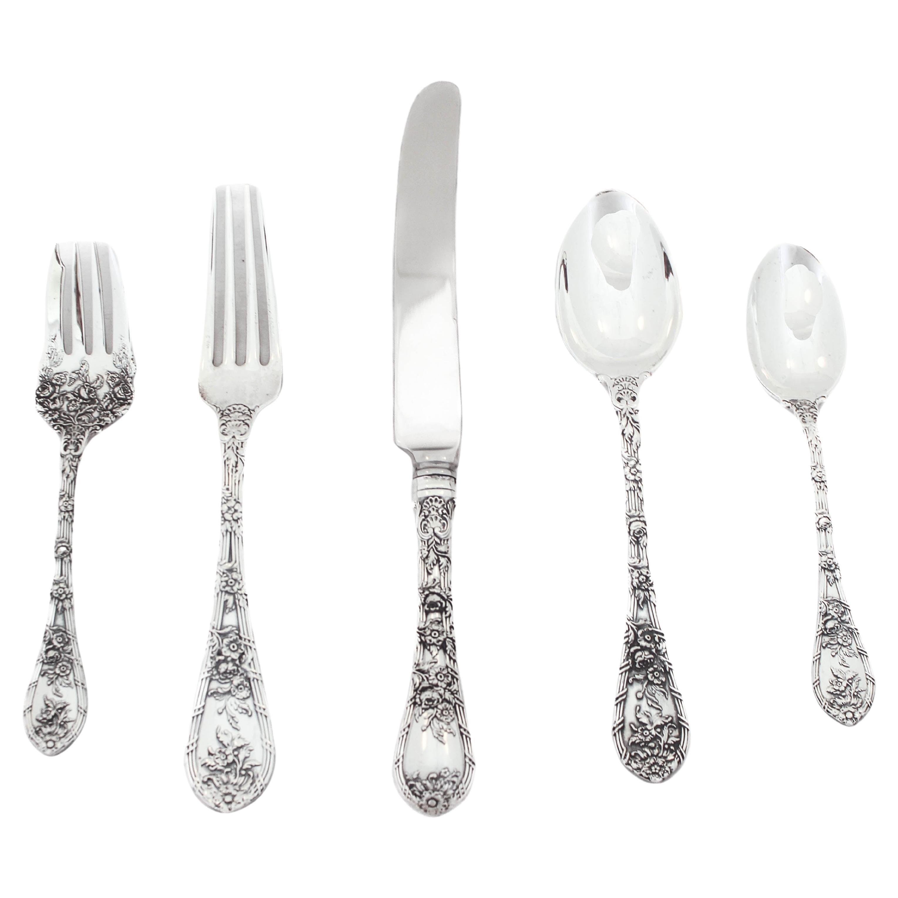 Sterling Silver Flatware/60 pieces For Sale