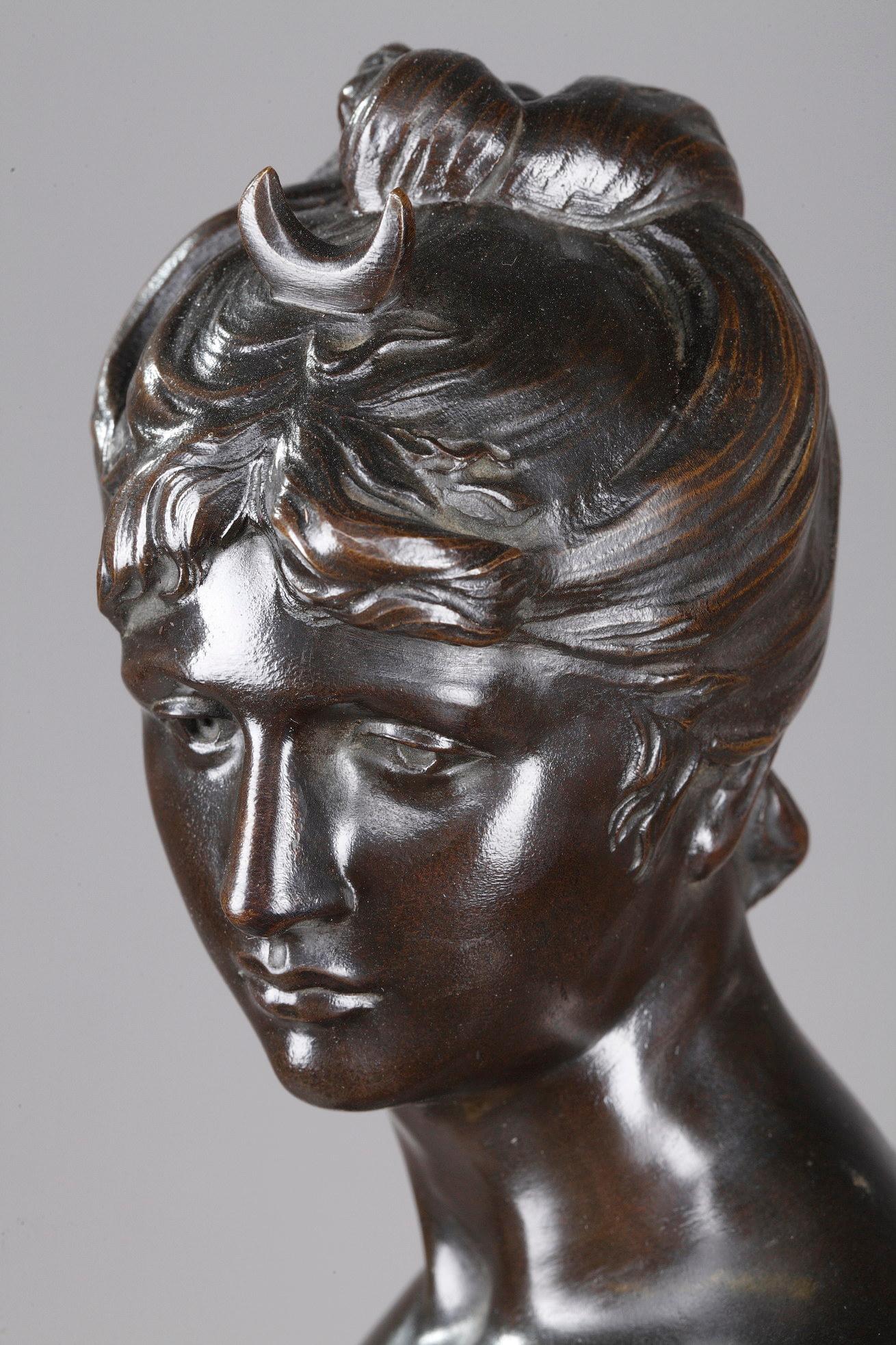 Bronze figure of Diana goddess of the Hunt, signed Mathurin Moreau 3