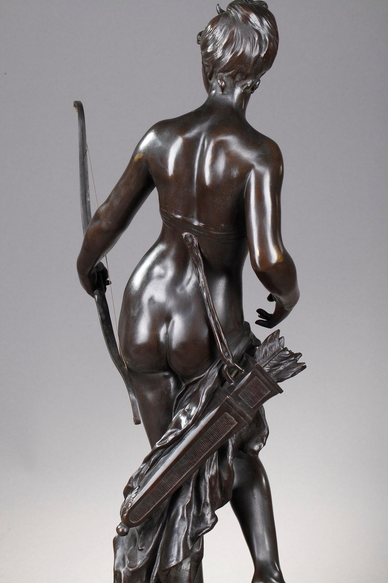 Bronze figure of Diana goddess of the Hunt, signed Mathurin Moreau 5