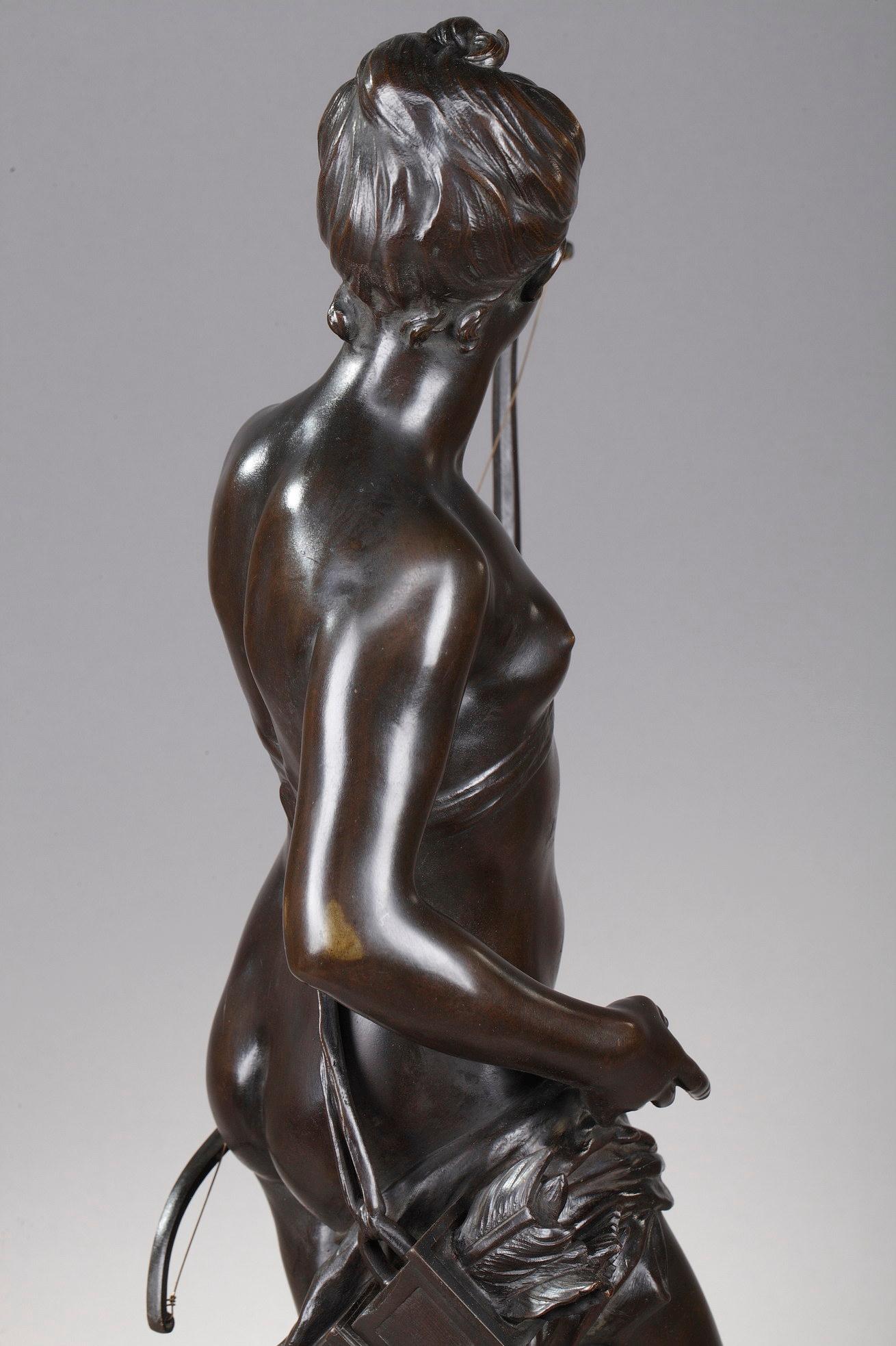 Bronze figure of Diana goddess of the Hunt, signed Mathurin Moreau 6
