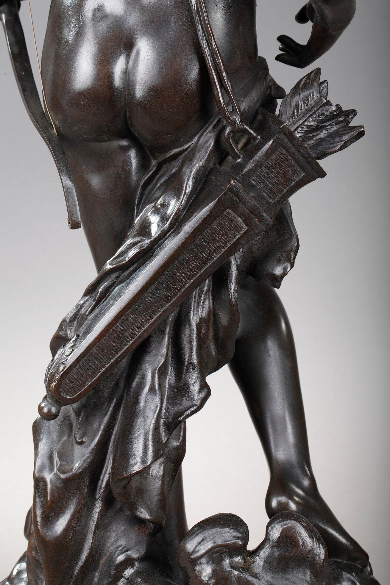 Bronze figure of Diana goddess of the Hunt, signed Mathurin Moreau 8