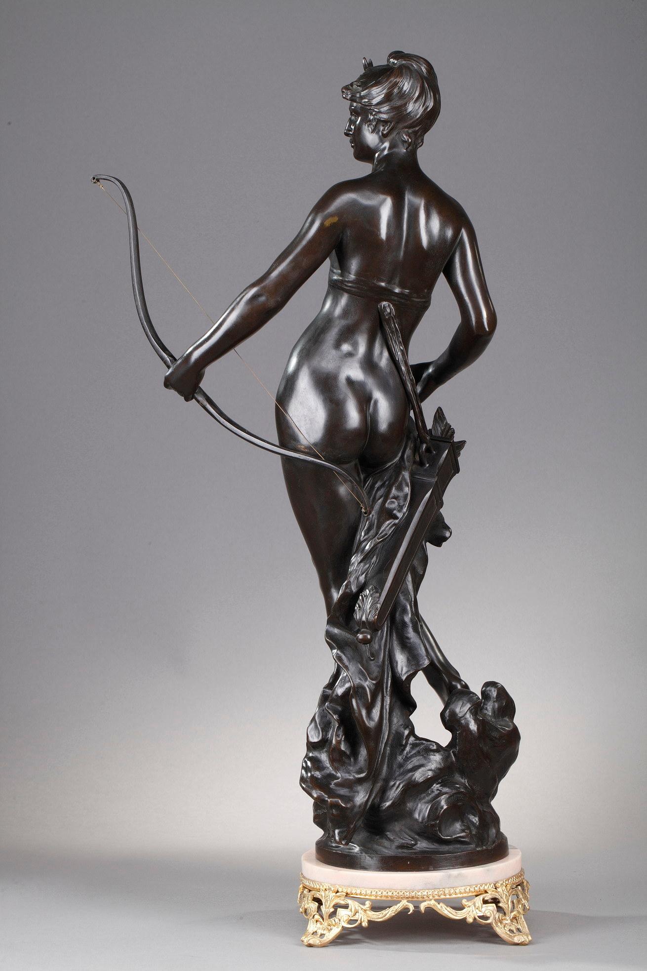 Napoleon III Bronze figure of Diana goddess of the Hunt, signed Mathurin Moreau