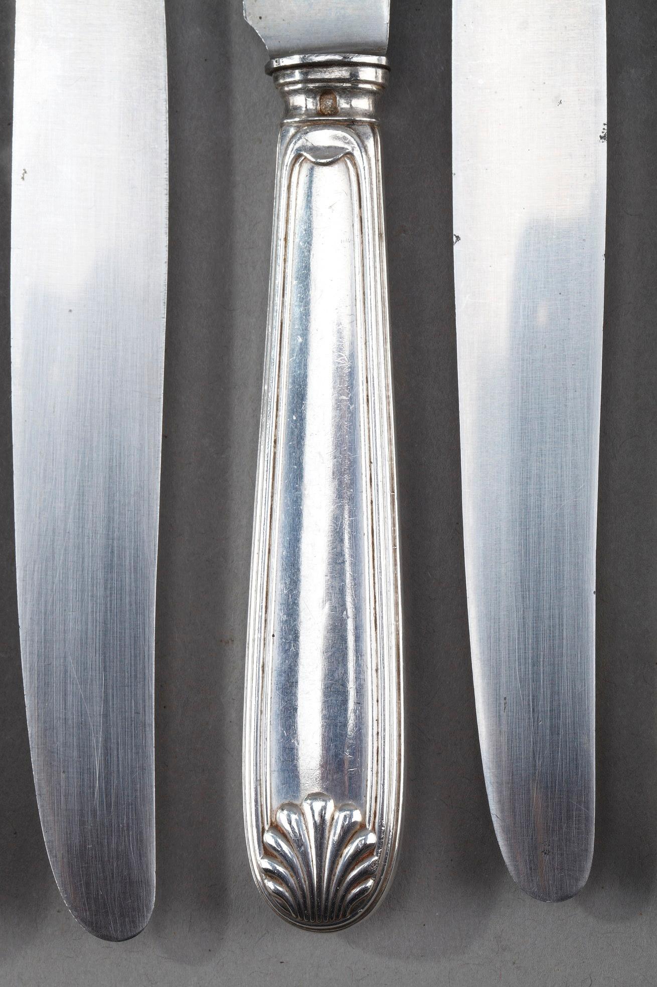 French Sterling Silver Flatware from E.Caron, 115 Pieces