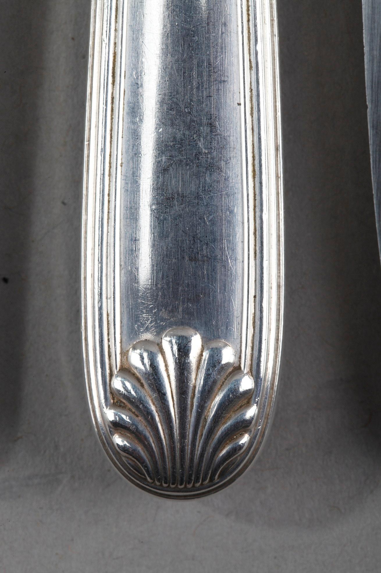 Early 20th Century Sterling Silver Flatware from E.Caron, 115 Pieces