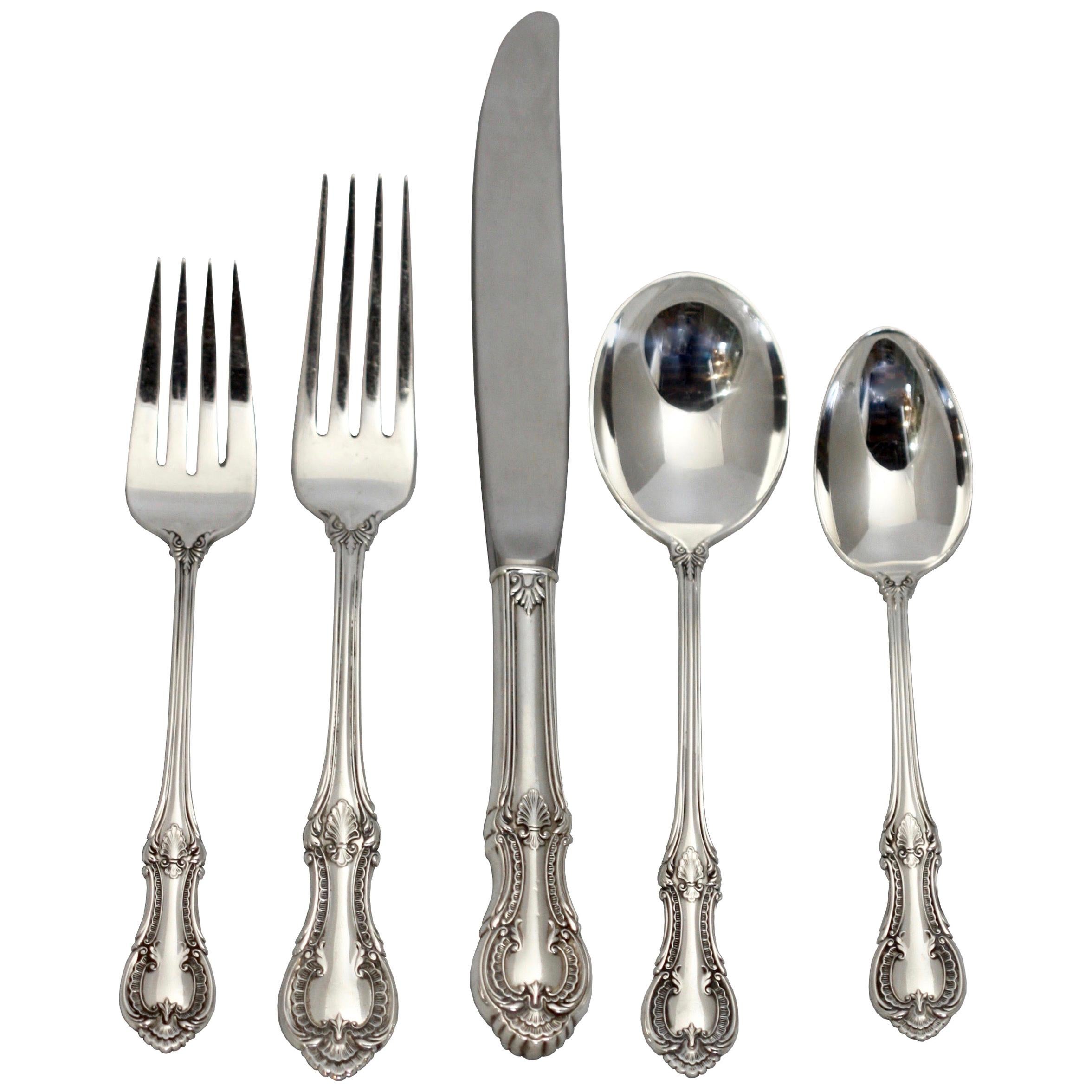 Sterling Silver Flatware Lambeth Manor Style For Sale