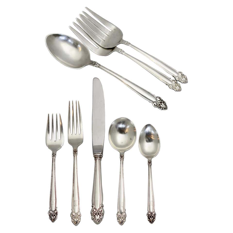 English Shell by Lunt Sterling Silver Flatware Set Service 84 Pcs M ...