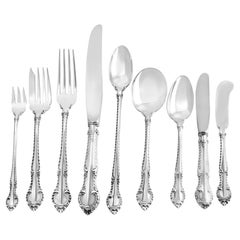 Vintage Sterling Silver Flatware Set English Gadroon by Gorham, Patented in 1939
