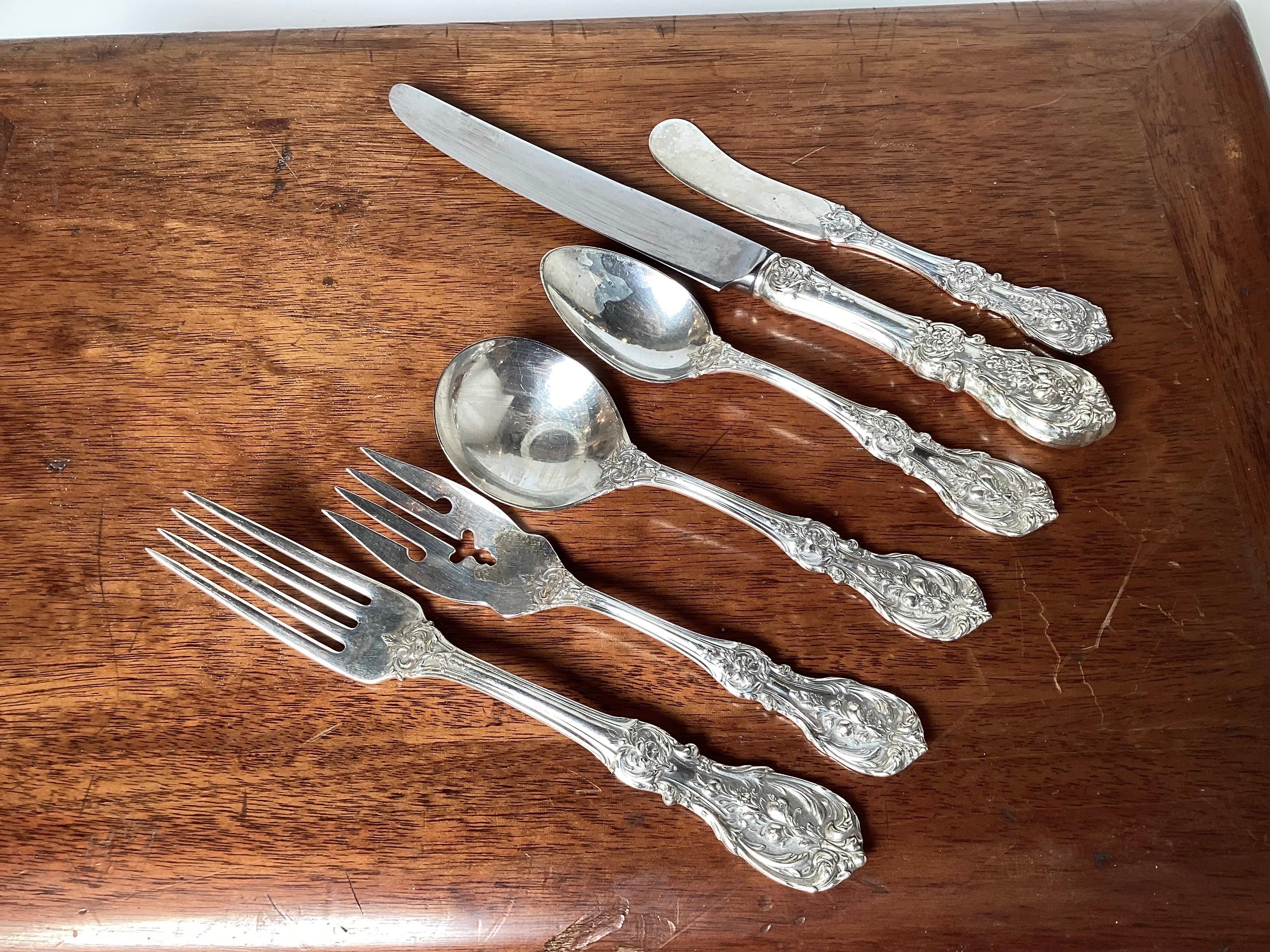 American Sterling Silver Flatware Set, Francis 1st Total 95 Pcs For Sale