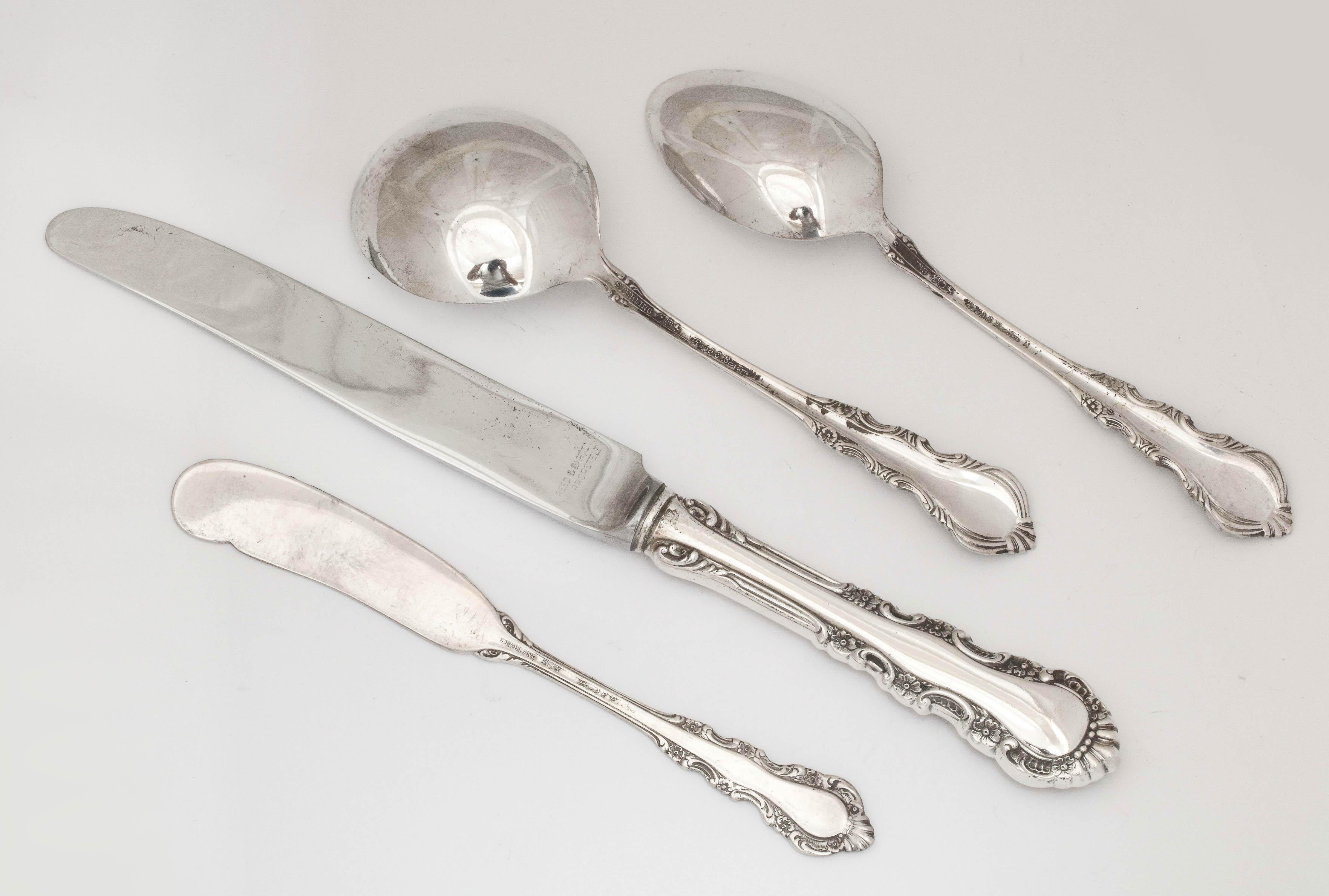 Sterling Silver Flatware Set by Reed and Barton, Georgian Rose Pattern 4