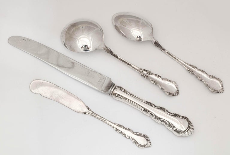 Sterling Silver Flatware Set by Reed and Barton, Georgian Rose Pattern For Sale 5