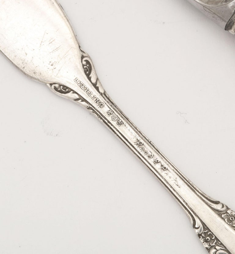 Sterling Silver Flatware Set by Reed and Barton, Georgian Rose Pattern For Sale 7