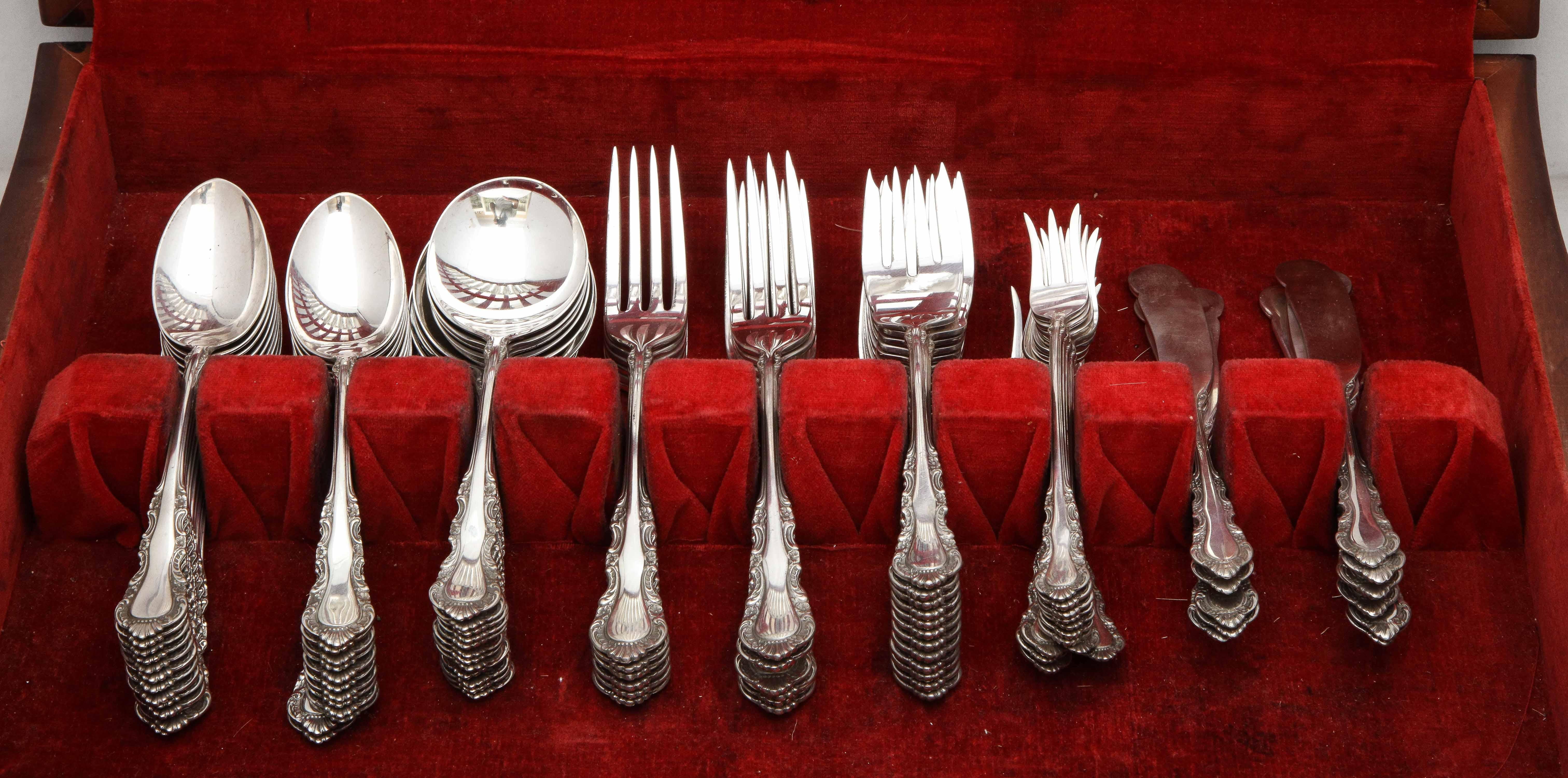 Sterling Silver Flatware Set by Reed and Barton, Georgian Rose Pattern 8