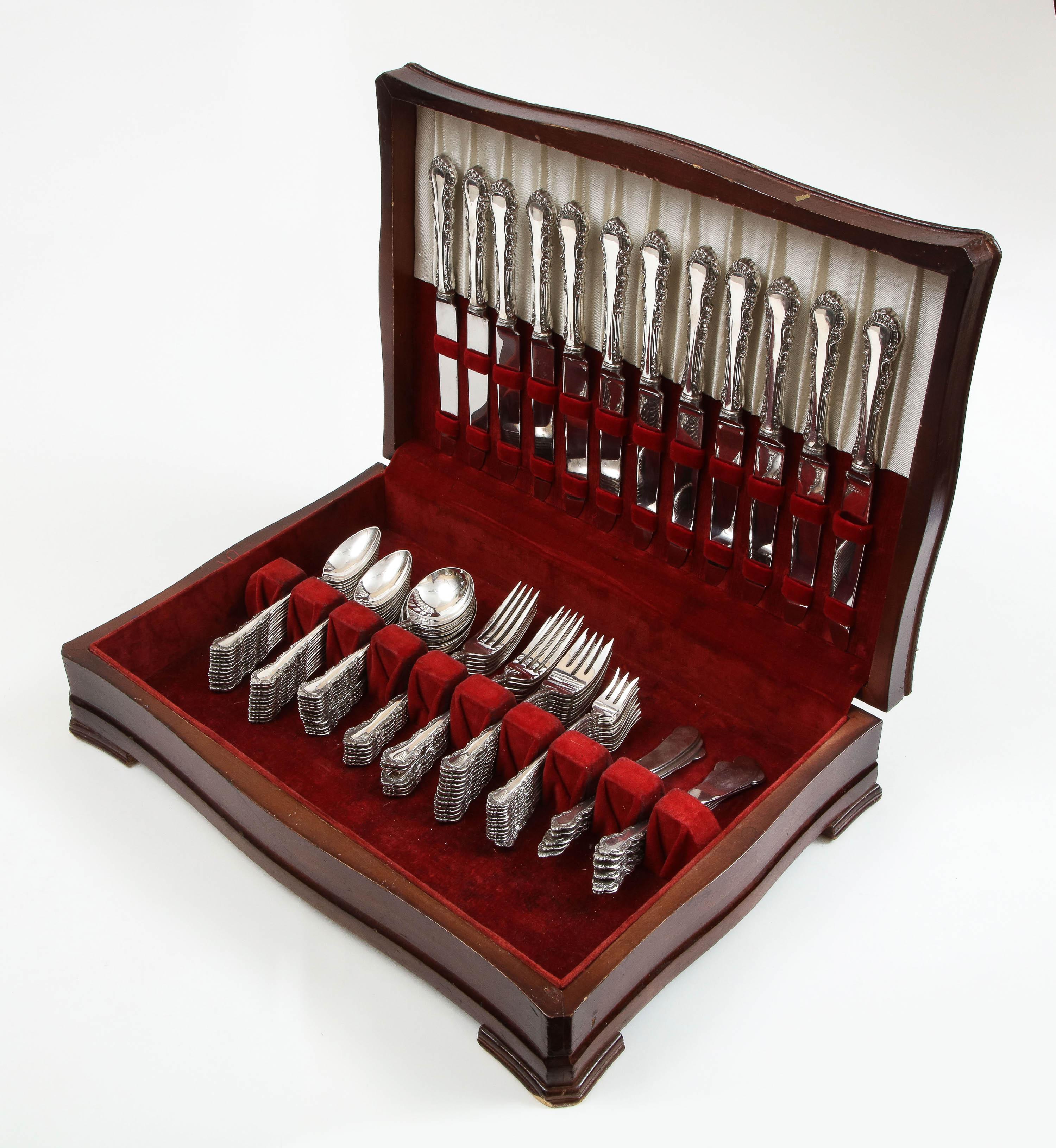 Sterling Silver Flatware Set by Reed and Barton, Georgian Rose Pattern 10